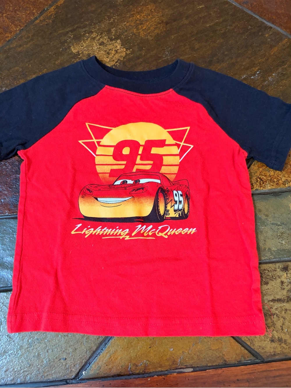 Disney Lightning McQueen Red and Navy Raglan Tee